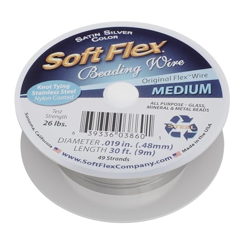 SOFT-FLEX Toys Flex Draht, 49 Stränge, 0,48 cm Durchmesser, 9,1 m, Satin-Silber, 019 inches von Soft Flex