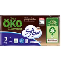 Soft Star Toilettenpapier Das ÖKO Clevere 3-lagig Recyclingpapier, 8 Rollen von Soft Star