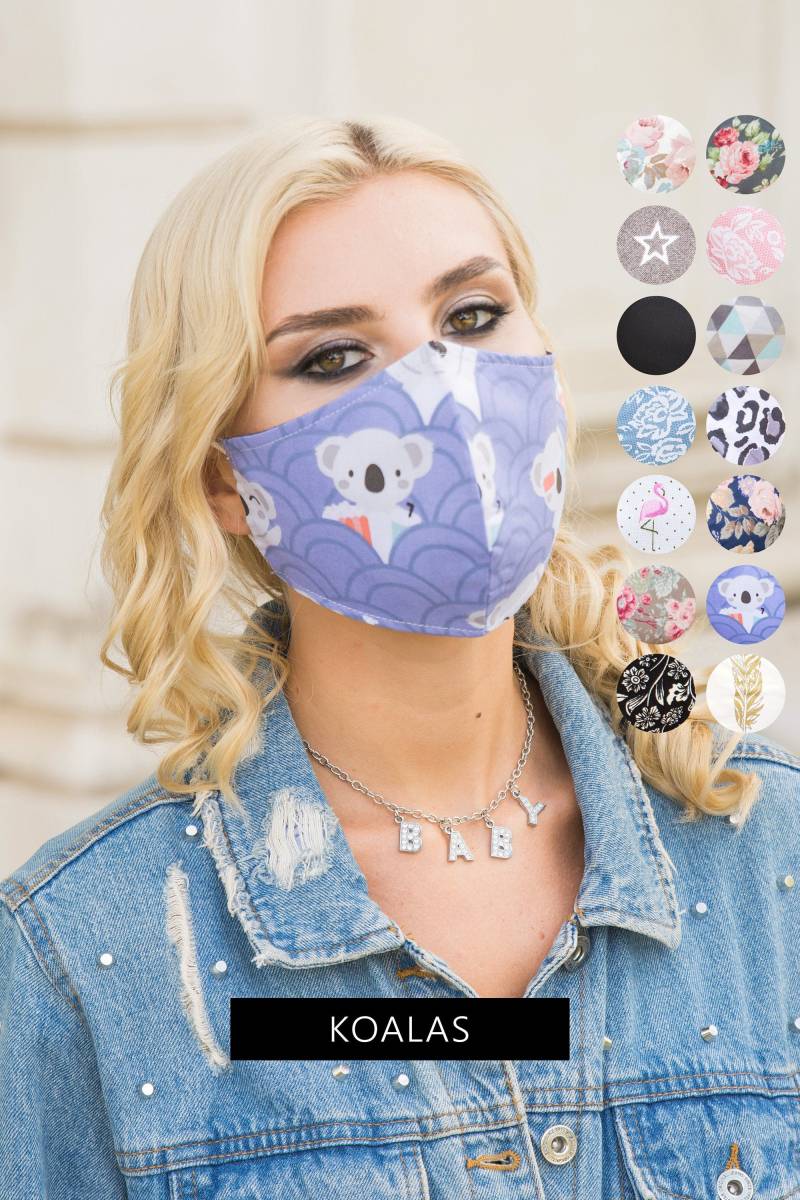 Süße Gesichtsmaske Cool Print, Damen Baumwolle Waschbar Wiederverwendbar Frauen Gesichtsbedeckung Filtertasche Brillenträger, Gemusterte von SoftFeelingsArt