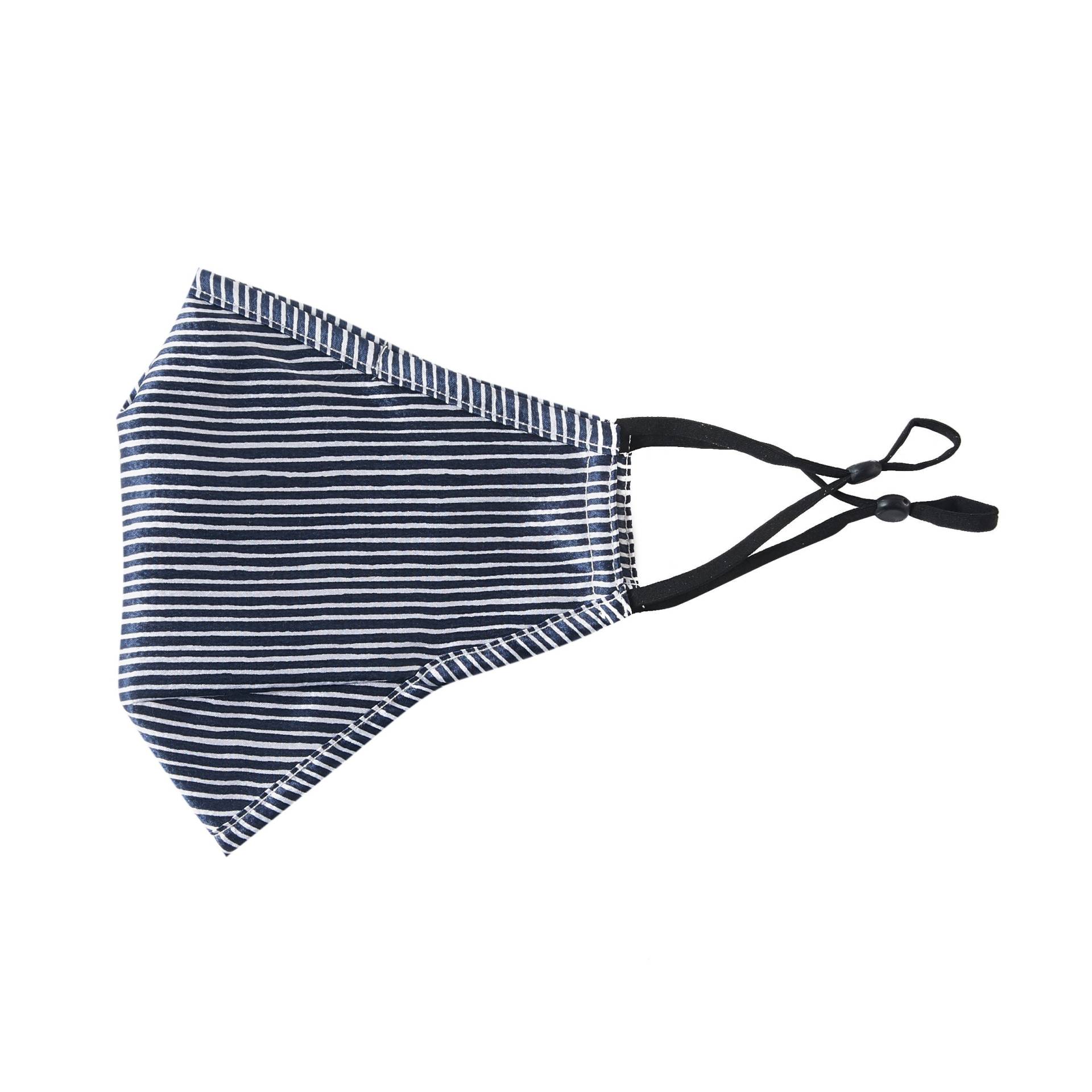 Sailor's Delight Dreilagige Unisex-Gesichtsmaske Aus 100% Maulbeerseide, Blau Gestreift | Insert Pocket, Pm 2.5 Filter & Nose Wire von SoftStrokesSilk