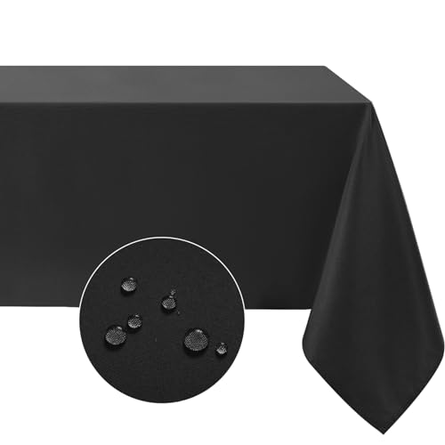 Softalker Abwaschbare Tischdecke 140 x 180 cm Tischdecken Wasserdicht und Schmutzabweisend Tischwäsche aus 210 GSM Polyester Tischdecken Schwarz für Abendessen, Party, Ramadan Festival, Outdoor. von Softalker