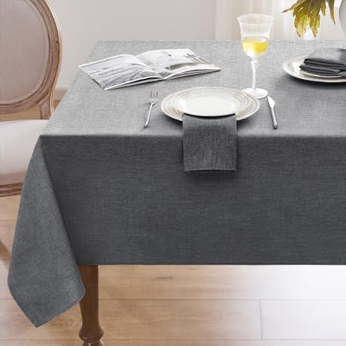 Softalker Abwischbare Tischdecke 100 x 100 cm Tischdecken Quadratisch aus 210 GSM Leinenoptik Tischtuch Abwaschbar Wasserabweisende Tischwäsche Table Cloth für Outdoor, Garten, Hochzeiten von Softalker