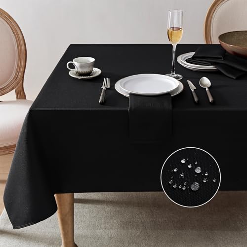 Softalker Mitteldecke 80 x 80 cm Schwarz Tischdecke Abwaschbare Geometrische Jacquard-Tischdecke Elegante Tischtuch Table Cloth Deko für Outdoor Gartentisch Wohnzimmertisch Couchtisch Campingtisch von Softalker