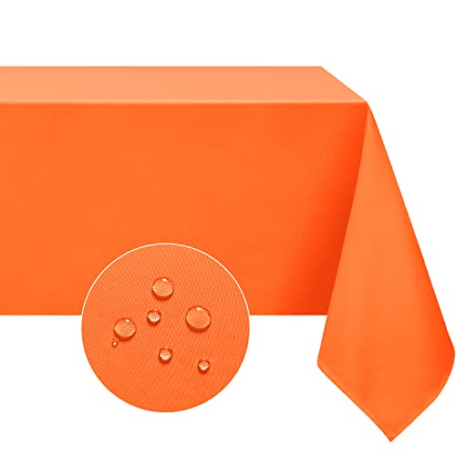 Softalker Rechteckige Halloween-Tischdecke, wasserdicht und schmutzabweisend, quadratische Tischdecke, knitterfrei, Polyester-Tischdecke für Esszimmer/Party/Buffet/Hochzeit (132.1x177.8 cm, orange) von Softalker