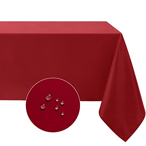 Softalker Rechteckige Tischdecke, wasserdicht und schmutzabweisend, Tischdecke, knitterfreier Stoff, waschbar, Tischabdeckung für Esszimmer/Party/Buffet/Hochzeit (137.2x198.1 cm, Rot) von Softalker