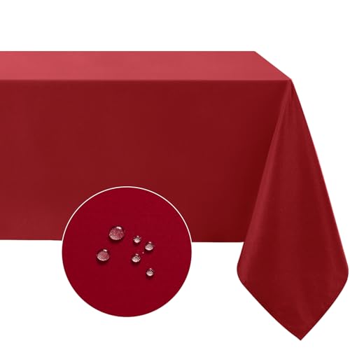 Softalker Rote Tischdecke Weihnachten 80x80 cm Abwaschbare Mitteldecke Silvester Tischdecken Wasserabweisend und Fleckschutz aus 210 GSM Polyester Tischtuch Pflegeleicht für Geburtstags Party Festlich von Softalker