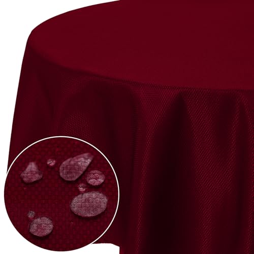 Softalker Runde Tischdecke Weihnachten 200 cm Durchmesser Rote Jacquard Geometrischem Tischdecken Wasserabweisende Tischtuch Table Cloth Dekoration Weihnachts, Silvester, Halloween, Oktoberfest von Softalker