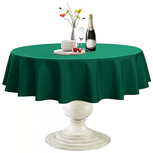 Softalker Runde Weihnachtstischdecke, wasserdicht und schmutzabweisend, Tischdecke, knitterfreier Stoff, waschbar, Tischabdeckung für Esszimmer/Party/Buffet/Hochzeit (152.4 cm, Jägergrün) von Softalker