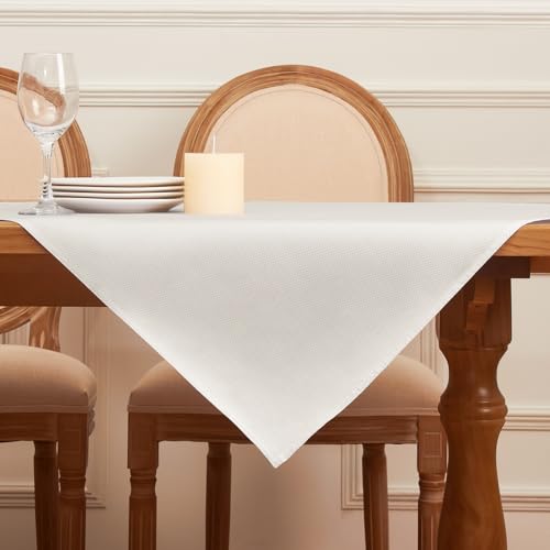 Softalker Tischdecke 100x100 cm quadratisch Abwaschbare Tischdecken Jacquard Geometrischem Tischtuch beige Table Cloth Deko für Outdoor Geburtstag Gartentisch Wohnzimmertisch Couchtisch von Softalker