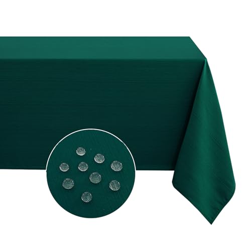 Softalker Tischdecke 320 x 140 Weihnachten Dunkelgrün Abwaschbar Weiss Wasserabweisend Leinen Struktur rechteckig großes Tischtuch Deko für Outdoor Draußen Garten Party Geburtstag Silvester von Softalker