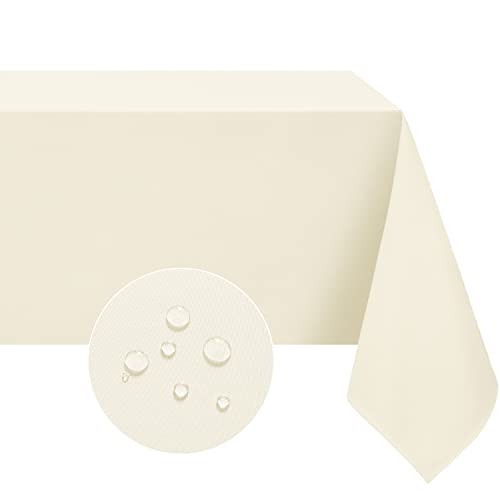 Softalker Tischdecke Klein 80x80 cm Abwaschbare Mitteldecke Tischdecken Wasserabweisend und Fleckschutz aus 210 GSM Polyester Tischtuch Pflegeleicht Beige für Geburtstags Party Weihnachten Silvester von Softalker