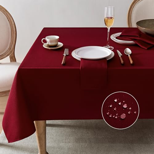 Softalker Tischdecke Weihnachten 140x240 Abwaschbare Jacquard Geometrischem Tischdecke Silvester Rot Tischtuch Extra Lang Table Cloth Weihnachtsdeko für Outdoor Gartentisch Wohnzimmertisch Couchtisch von Softalker