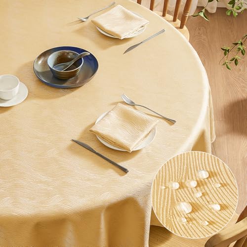 Softalker Tischdecke Weihnachten Rund 120 Gold Silvester Abwaschbar Jacquard Wasserabweisend Abwischbar Fleckschutz Tischtuch für Draußen Gartentisch Party Geburtstag Hochzeit Garten Neujahr Winter von Softalker