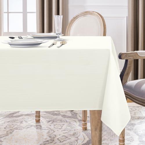 Softalker Tischdecke abwaschbar beige 100x140 rechteckig abwischbar schmutzabweisend wasserabweisend Tischtuch Tablecloth Deko für Weihnachten Party Geburtstag Outdoor Garten Silvester Neujahr Winter von Softalker