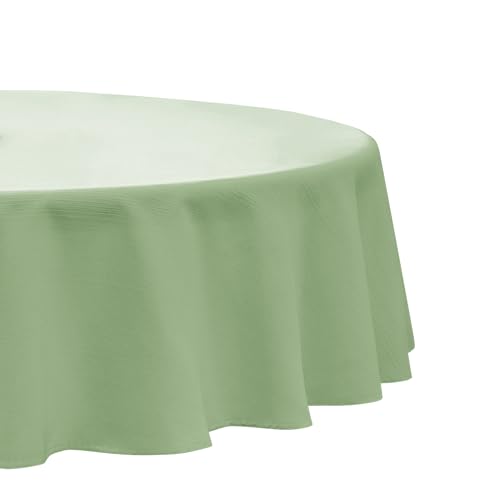 Softalker Tischdecke rund 120 Hellgrün Tischdecken abwaschbar Leinenstruktur Wasserabweisend Tischtuch Fleckschutz Table Cloth für Outdoor Garten Party Geburtstag Oster Sommer Frühling Couchtisch von Softalker