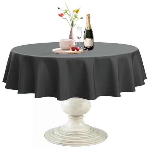 Softalker Tischdecken Rund 200 cm Tischdecken Grau Abwaschbar Tischtuch aus 210 GSM Polyester Fleckschutz Tischwäsche Kratzfest Table Cloth Outdoor für Biertische, Party, Hochzeiten von Softalker