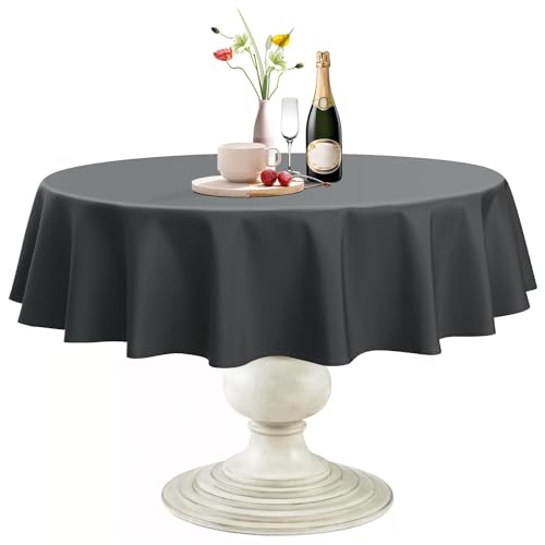 Softalker Tischdecken Rund 200 cm Tischdecken Grau Abwaschbar Tischtuch aus 210 GSM Polyester Fleckschutz Tischwäsche Kratzfest Table Cloth für Outdoor, Party, Hochzeiten von Softalker