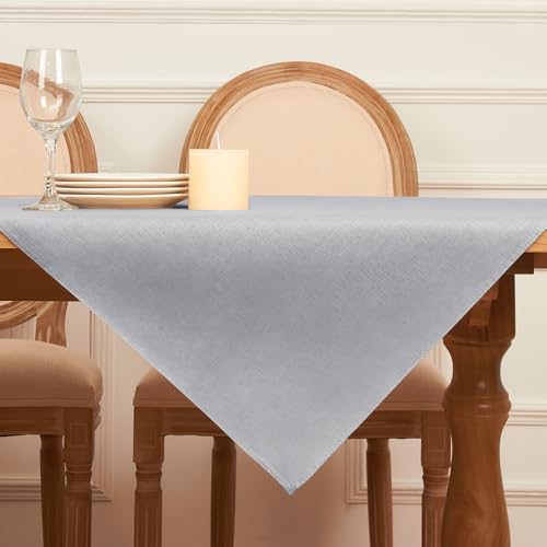 Softalker abwischbare tischdecke 80 x 80 cm tischdecken quadratisch aus 210 GSM leinenoptik tischtuch Wasserabweisende tischwäsche klein gartentischdecke hellgrau Table Cloth für Outdoor, Hochzeiten von Softalker