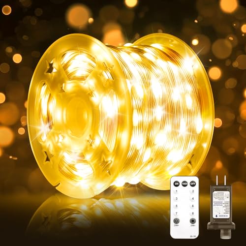 Weihnacht Lichterkette, 60M 600 LED Außen Twinkle Lichterkette, Plug in LED-Lichterkette, 8 Modi, mit Timer- und Speicherfunktion, für Weihnachten, Partys, Feste - Warmweiß von Soiarllt