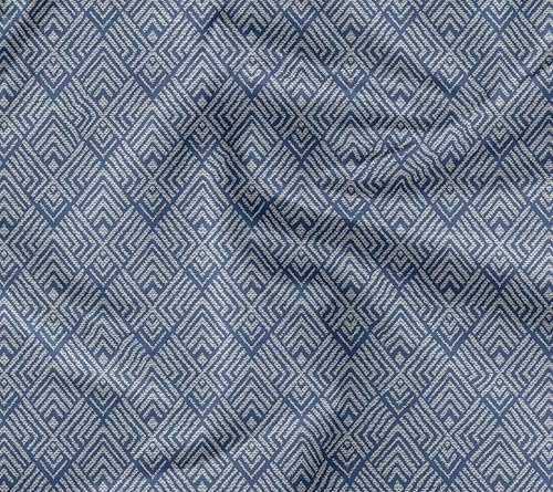 Soimoi Leichter Samtstoff - Blau, Geometrisch Druck, Ungesäumtes Material - 58" Breit, Perfekter Stoff Für Polster, Sofas, Stühle, Kissen Und Andere Einrichtungsprojekte, 1 Meter von Soimoi