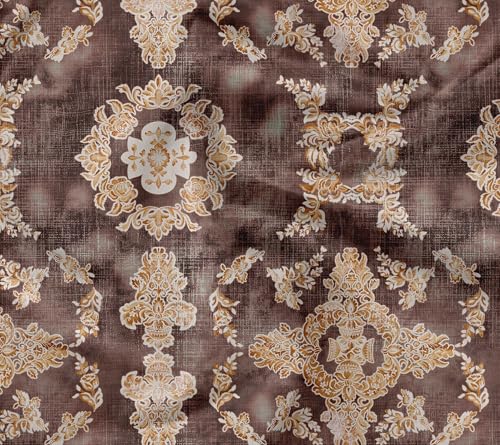 Soimoi Leichter Samtstoff - Braun, Batik Druck, Ungesäumtes Material - 58" Breit, Perfekter Stoff Für Polster, Sofas, Stühle, Kissen Und Andere Einrichtungsprojekte, 1 Meter von Soimoi