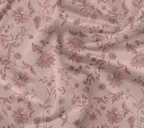 Soimoi Leichter Samtstoff - Rosa, Blumen- Druck, Ungesäumtes Material - 58" Breit, Perfekter Stoff Für Polster, Sofas, Stühle, Kissen Und Andere Einrichtungsprojekte, 1 Meter von Soimoi