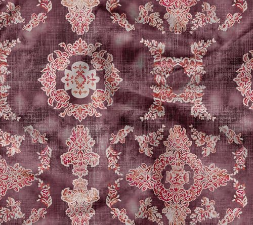 Soimoi Leichter Samtstoff - Rot, Batik Druck, Ungesäumtes Material - 58" Breit, Perfekter Stoff Für Polster, Sofas, Stühle, Kissen Und Andere Einrichtungsprojekte, 1 Meter von Soimoi