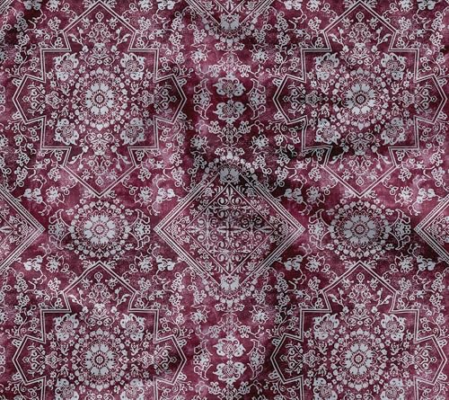 Soimoi Leichter Samtstoff - Rot, Batik Druck, Ungesäumtes Material - 58" Breit, Perfekter Stoff Für Polster, Sofas, Stühle, Kissen Und Andere Einrichtungsprojekte, 1 Meter von Soimoi