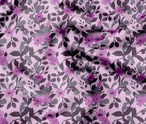 Soimoi Luxuriöser, Glänzender Modal-Satinstoff - Rosa - Ikat Bedruckt, Ideal Drapierbares Material Für Kleidung, Blusen, Kleider, Dessous, 1 Meter - 42 Zoll Breit von Soimoi