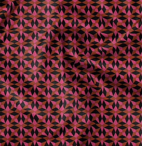 Soimoi Poly Canvas Rosa Stoff Als Meterware - 56 Zoll Breit - Geometrisches Material - Künstlerische Und Moderne Muster Für Verschiedene Verwendungszwecke Bedruckter Stoff von Soimoi
