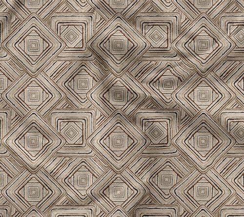 Soimoi Vielseitiger 56-Zoll-Baumwoll-Popeline-Twillstoff, Beige- Geometrisch Druck-Heimtextilienmaterial, Perfekt Für Vorhänge, Kissenbezüge, Bettwäsche, Tischdecken Und Polster Für Möbel von Soimoi