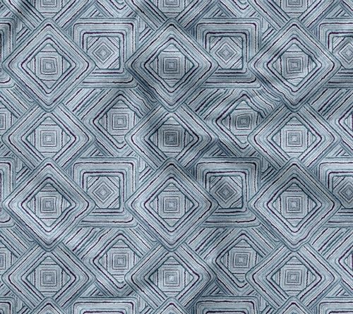 Soimoi Vielseitiger 56-Zoll-Baumwoll-Popeline-Twillstoff, Blau- Geometrisch Druck-Heimtextilienmaterial, Perfekt Für Vorhänge, Kissenbezüge, Bettwäsche, Tischdecken Und Polster Für Möbel von Soimoi