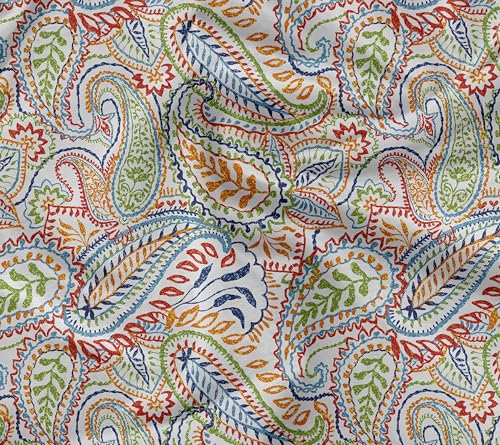 Soimoi Vielseitiger 56-Zoll-Baumwoll-Popeline-Twillstoff, Mehrfarbig- Paisley Druck-Heimtextilienmaterial, Perfekt Für Vorhänge, Kissenbezüge, Bettwäsche, Tischdecken Und Polster Für Möbel von Soimoi