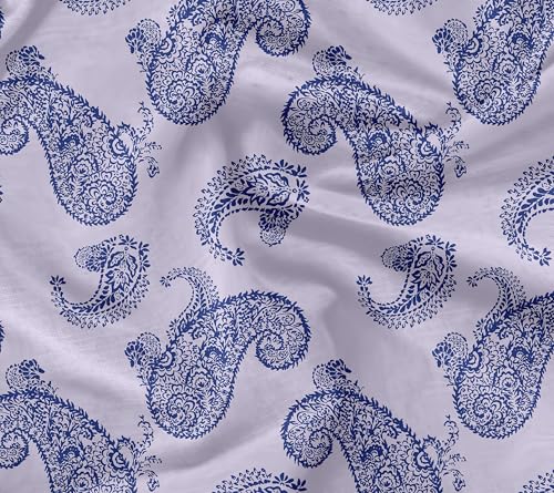 Soimoi Wasserdichter Taftstoff, 58 Zoll, Blau- Paisley Druck, Material Für Die Inneneinrichtung Im Außenbereich, Perfekt Für Duschvorhänge, Kissenbezüge, Tischdecken Und Möbelbezüge. von Soimoi