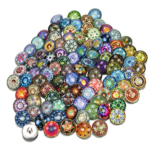 Soleebee Glas Aluminium Click Button fit 5.5mm-Knopfloch Schmuck Charms zufällig - Exotisch zufällig (100 Stück) von Soleebee