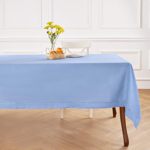 Solino Home Leinen-Tischdecke, 229,6 x 152,4 cm (L x B), 100 % reines Leinen, klassische Hohlsaum-Tischdecke, maschinenwaschbar, Esszimmer-Tischdecke für Urlaub, Winterdekoration von Solino Home