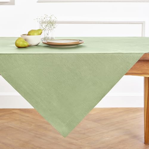 Solino Home Leinentischdecke – 100 % reines Leinen, Lorbeergrün, 132 x 132 cm, maschinenwaschbar, quadratisch, Tischüberwurf für Frühling, drinnen und draußen, Feste von Solino Home