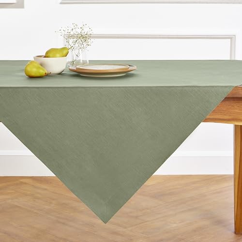 Solino Home Leinentischdecke – 100 % reines Leinen, Weihnachts-Tischdecke, 132 x 132 cm, maschinenwaschbar, quadratischer Tischüberwurf – Fete von Solino Home