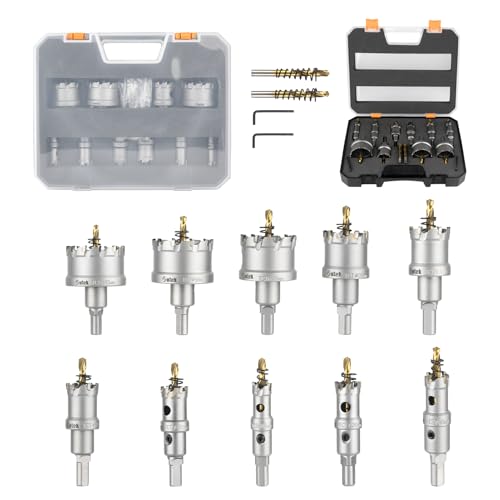 Sollar Lochsägen-Set für Hartmetall mit titanbeschichtetem Zentrierbohrer für Metall, Stahl (Kunststoffbox, 14 Stück) von Sollar