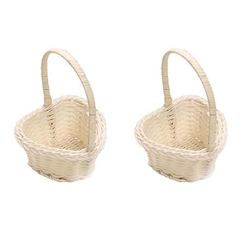 2pack Hochzeitsblumenkorb Herzförmiger gewebter Korb mit Griff gewebter Korb Weidenkörbe Hochzeit Blumenmädchenkörbe für Hochzeit Valentinstag Ostern 3,94 x 2,36 Zoll von Sollee