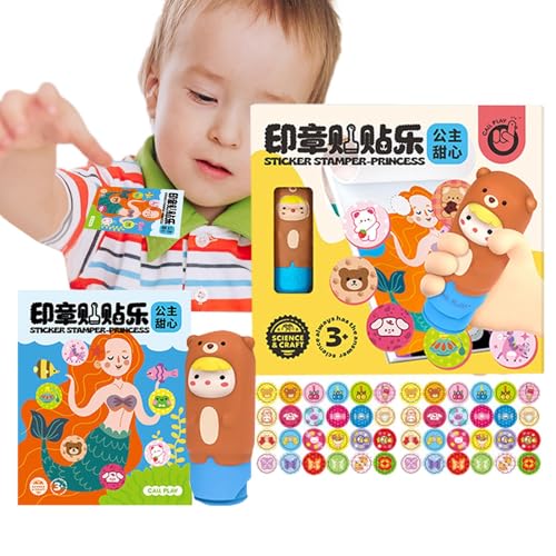 Sollee Stempelaufkleber für Kinder, Sticker-Geschichtenbücher,Sammler-Charakter-Stempelaufkleber - Sammelbuch, 300 wasserfeste Aufkleber mit Kotka-Enten-Motiv, Zappelspielzeug-Sammlerstücke, 1 von Sollee