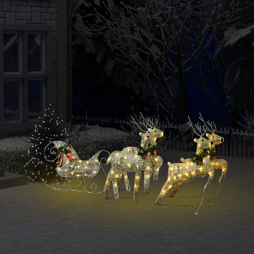 Somanki LED-Rentier mit Schlitten Weihnachtsdeko 100 LDS Outdoor Gold, Rentier Weihnachtsdeko, Rentier Beleuchtet Aussen, Outdoor Weihnachtsdeko, Weihnachts Aussen Rentier 329830 von Somanki