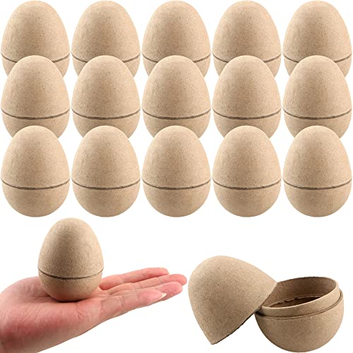 Sonarun Papier-Ostereier, 8,1 cm, Pappmaché-Eier, befüllbar für Ostern, Basteln, Partygeschenke, Osterkorbfüller, 15 Stück von Sonarun