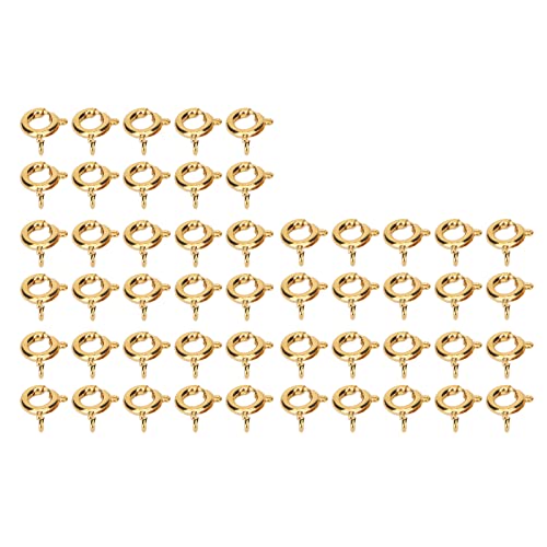 Sonew 50 Stück Federring-Verschlüsse, Dekorative Kupfer-Rundverschlüsse mit 6 Mm Durchmesser und 1,5 Mm Loch, Schmuck-Federverschluss für Halsketten, Armbänder (GOLD) von Sonew