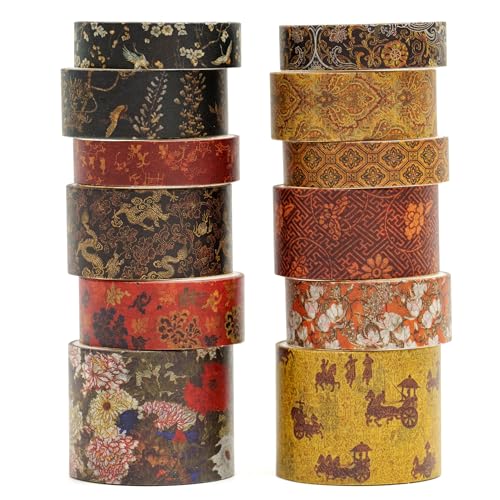 Songdao 12 Rollen Chinesischer Stil Washi Tape Set Dekorative Antik Masking Tapes Klebeband Bunt für Kunst, DIY Handwerk, Tagebuch, Planer, Scrapbook, Verpackung (Echoes of Loulan) von Songdao