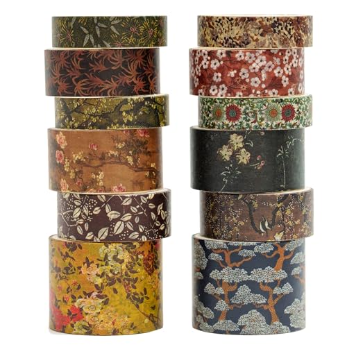 Songdao 12 Rollen Chinesischer Stil Washi Tape Set Dekorative Antik Masking Tapes Klebeband Bunt für Kunst, DIY Handwerk, Tagebuch, Planer, Scrapbook, Verpackung (Serene Mountain Abode) von Songdao