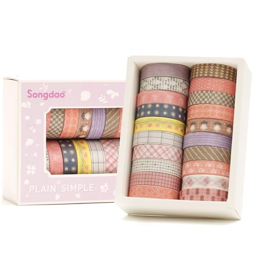 Songdao 20 Rollen Washi Tape Set Masking Tape Klebeband Bunt für Kinder, Scrapbooking zubehör, Bullet Journals, Bastel Planer, Handwerk und DIY (Style Two) von Songdao