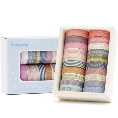 Songdao 20 Rollen Washi Tape Set Masking Tape Klebeband Bunt für Kinder, Scrapbooking zubehör, Bullet Journals, Bastel Planer, Handwerk und DIY (Style Three) von Songdao