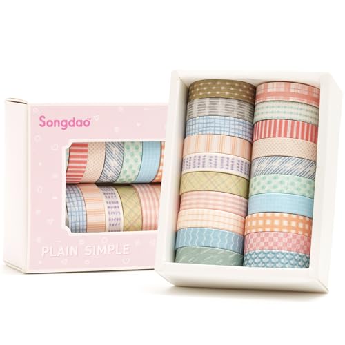 Songdao 20 Rollen Washi Tape Set Masking Tape Klebeband Bunt für Kinder, Scrapbooking zubehör, Bullet Journals, Bastel Planer, Handwerk und DIY (Style One) von Songdao