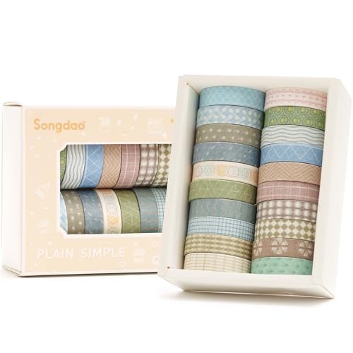 Songdao 20 Rollen Washi Tape Set Masking Tape Klebeband Bunt für Kinder, Scrapbooking zubehör, Bullet Journals, Bastel Planer, Handwerk und DIY (Style Four) von Songdao